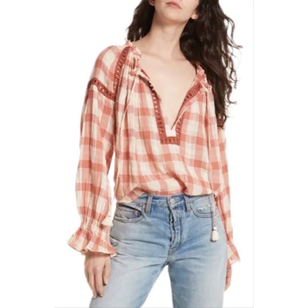 Free People Womens Honey Grove Knit Blouse‎ Size Medium
